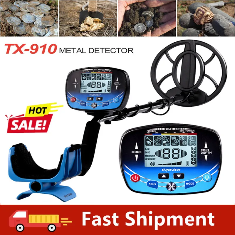 

TX-910 Metal Detector Underground Professional Depth Search Finder Gold LCD Search Target Detecting Pinpointer Waterproof Coil