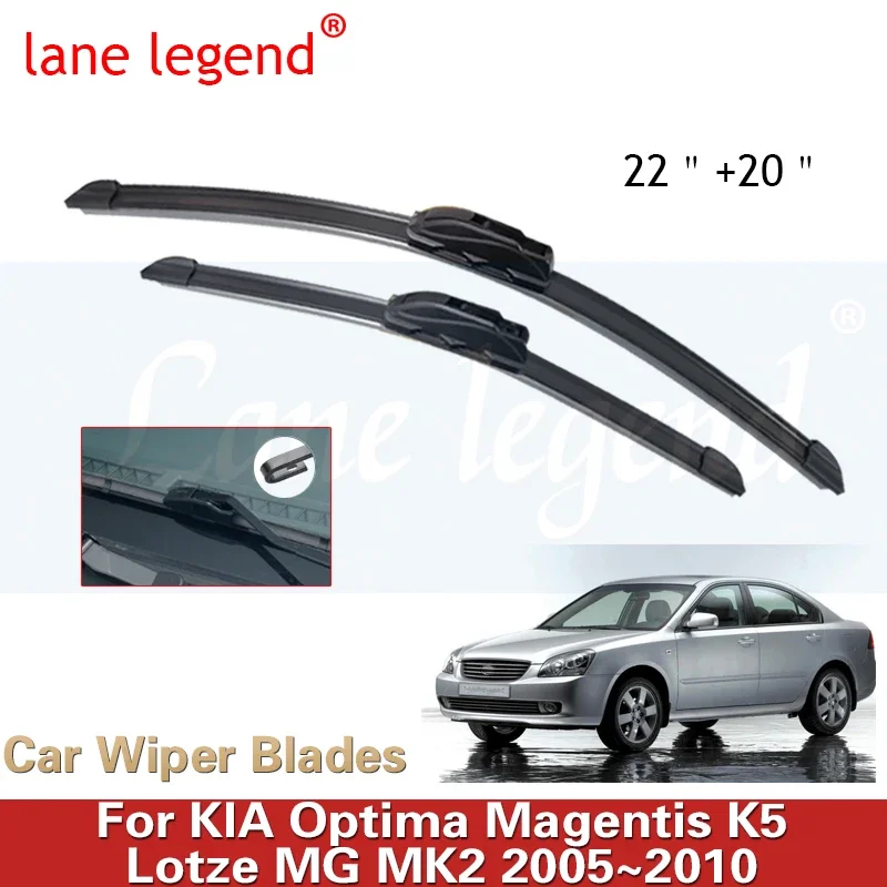 

2x For Kia Optima Magentis K5 Lotze MG MK2 2005~2010 Frameless Car Wiper Blades Cutter Windscreen Cleaning Replacement U J Hook