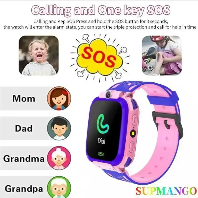 Kids Watches 2G Call Kids Smart Watch Children SOS Waterproof Smartwatch Clock SIM Card Location Tracker Child Watch