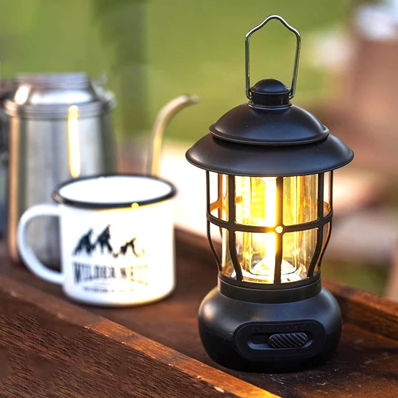 Portable Tent Retro Camping Light Emergency Lamp Vintage, Outdoor Camping Lantern light camping lamp with hanging