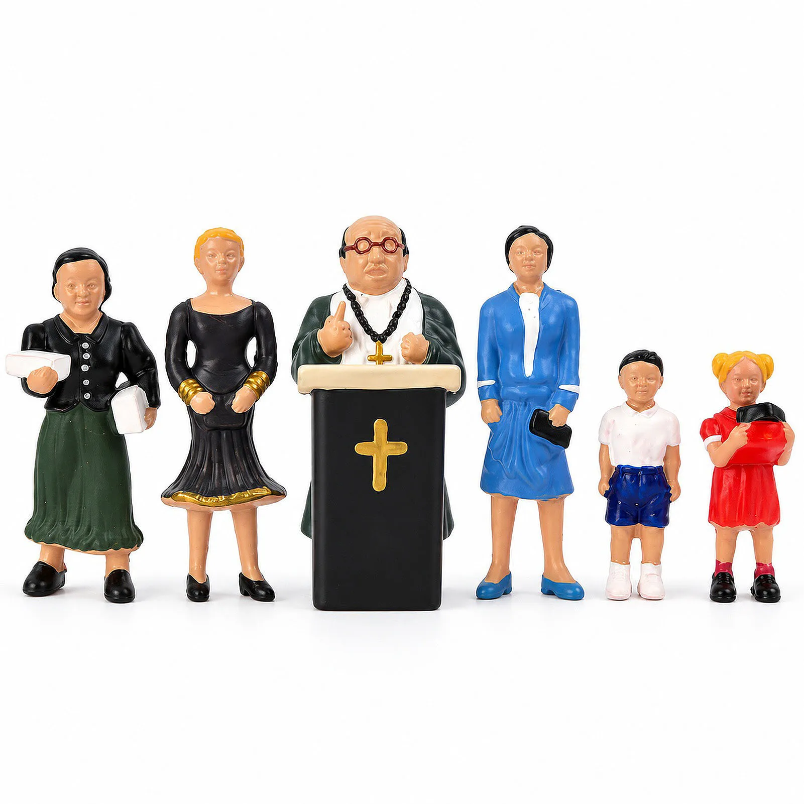 Model Railway O Scale Pastor & Congregation with Pulpit Figure Set for Model Church Pack of 6 HFPO7069