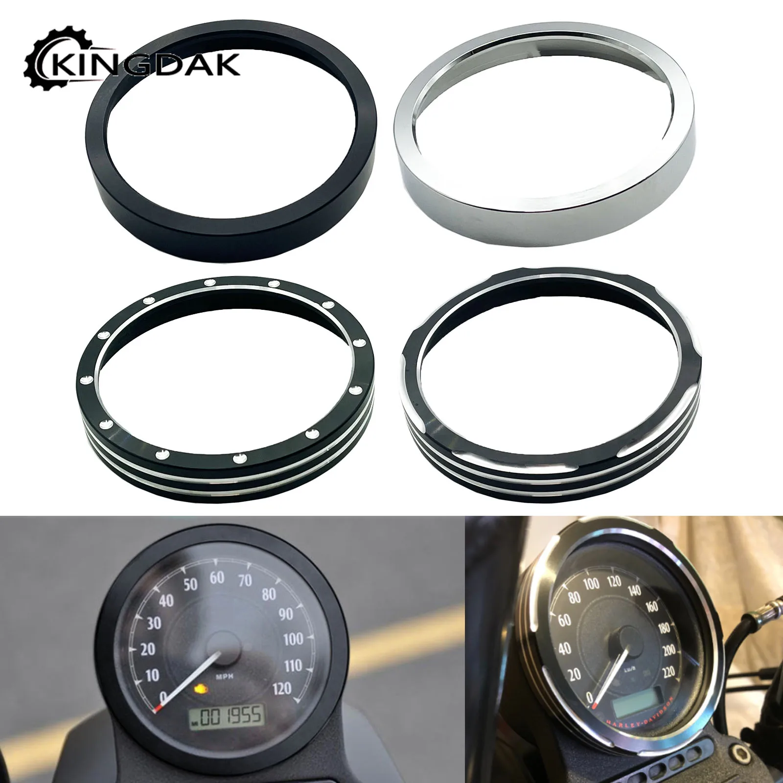 Motorcycle Speedometer Intrument Gauge Bezel Trim Ring Aluminum Fit For Harley Sportster XL883 XL1200 Dyna Low Rider Street Bob