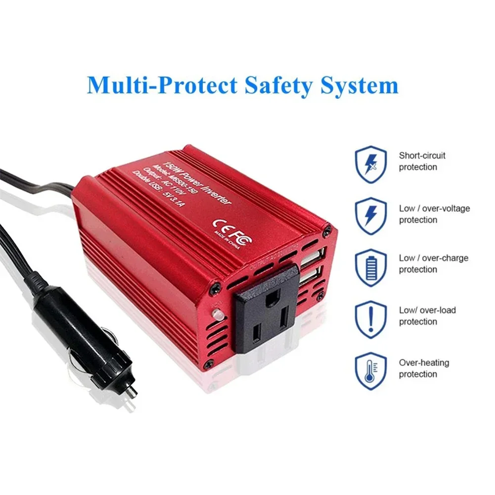 150W Car Charger Converter Adapter Small Portable 12V 110V/220V Power Inverter Car Charge Converter EU US Plug Socket