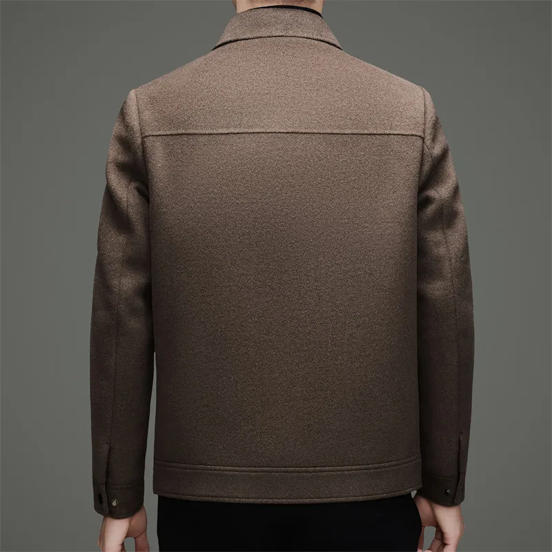 Classic Minimalist Men's Double-Faced Wool Jacket Lightweight Thermal Detachable Down Vest Linning Design Coat Essential Attire