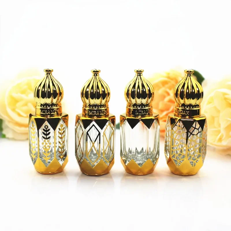 20pcs/lot 6ml Gold Glass Perfume Bottle Roll On Bottles Thick Glass Essential Oil Vials with Roller Ball Refillable