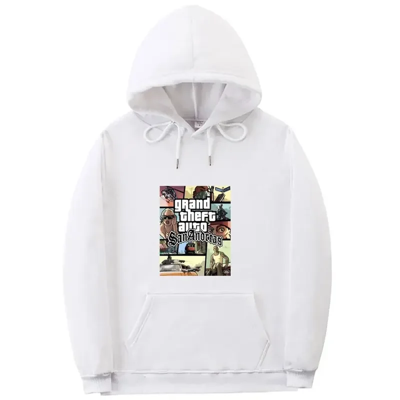 Homens e Mulheres Grand Theft Auto Impresso Hoodie, Moletons com capuz, Pullovers, Roupas Tática, Roupas Unisex, Y2k, Gta Agas, San anúncios, Novo