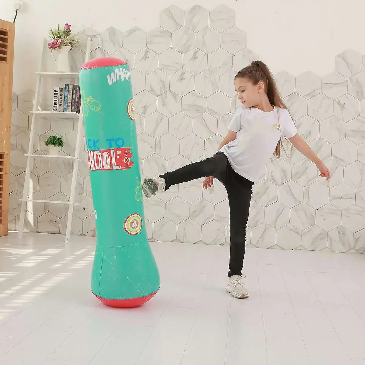 1.6M Training Fitness Vertical Inflatable Boxing Bag PVC Thickening Boxing Pillar Tumbler Column Punching Bag Fitness Tool