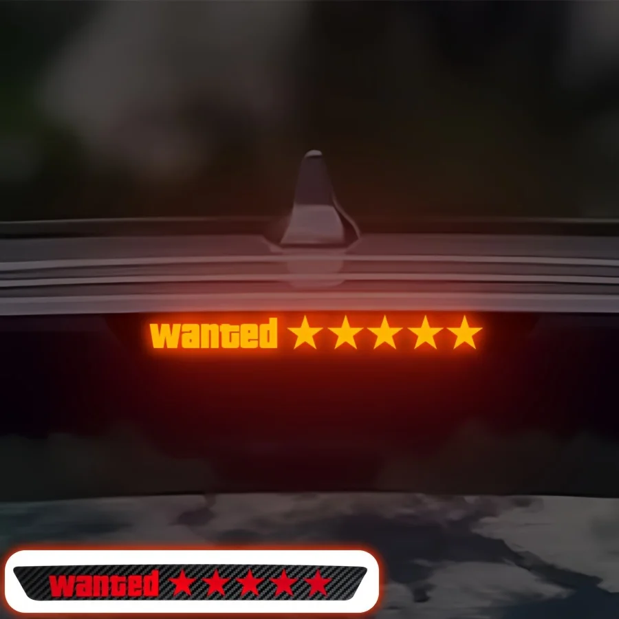 1PC Wanted High-Mounted Brake Light Car Stickers Waterproof DIY Vehicle Tail Light Sticker Carbon Fiber Textured Vinyl Decals