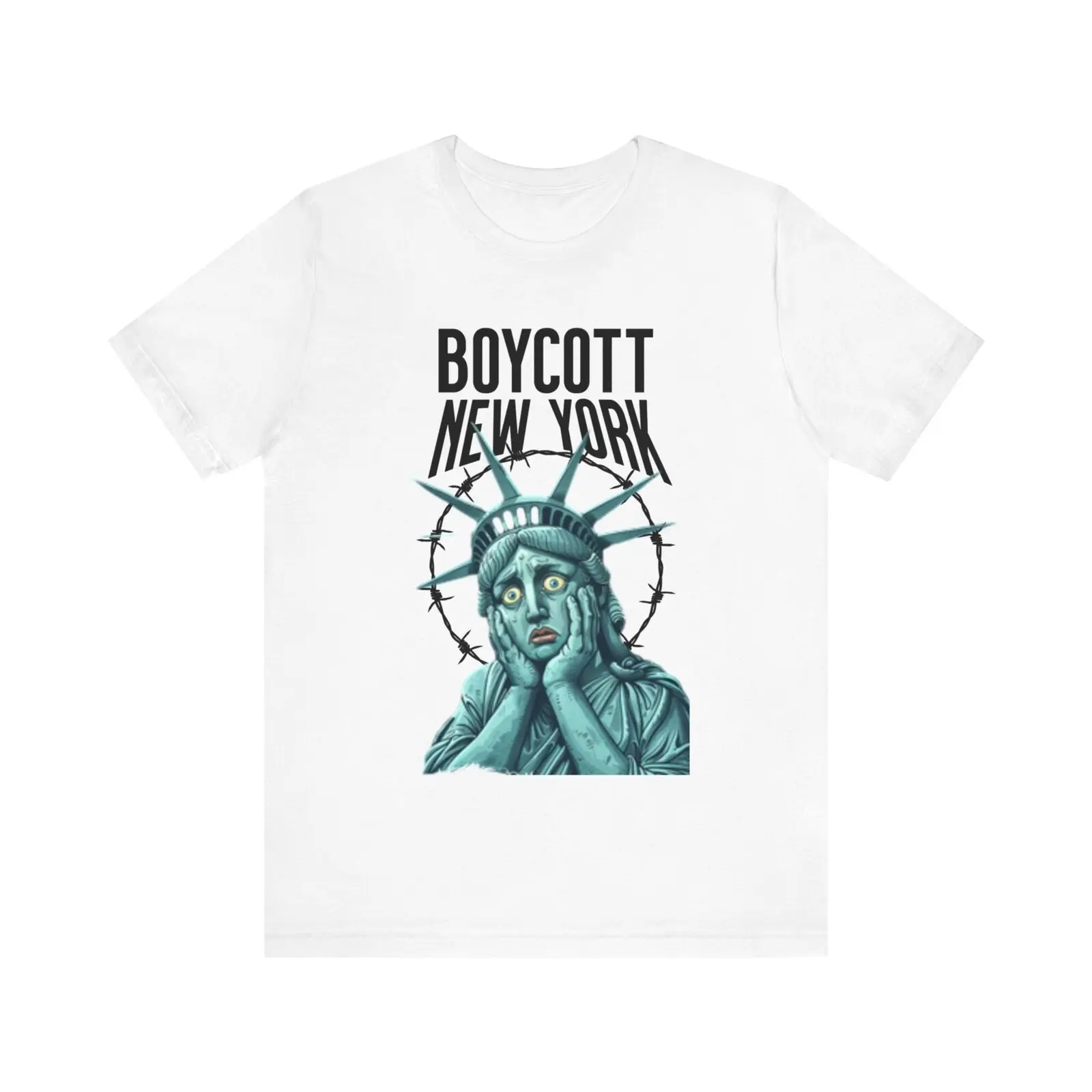 Boycott New York Lady Liberty Weeping Barbed Wire Unisex Short Sleeve Tee