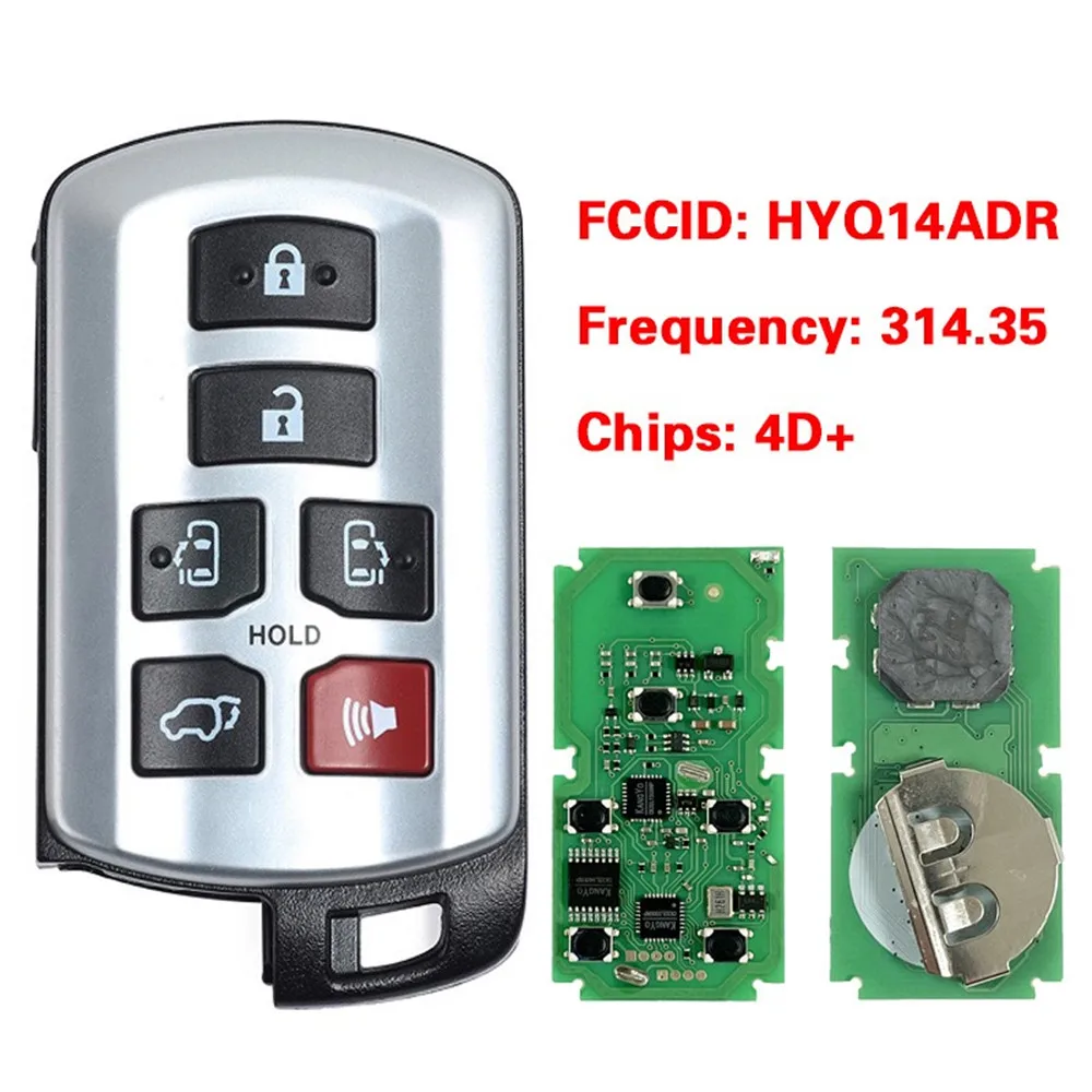 

6 Button HYQ14ADR Car Remote Key Smart 314.3mhz ID47/4D Chip 271451-5691 for Toyota Sienna 2011-2020
