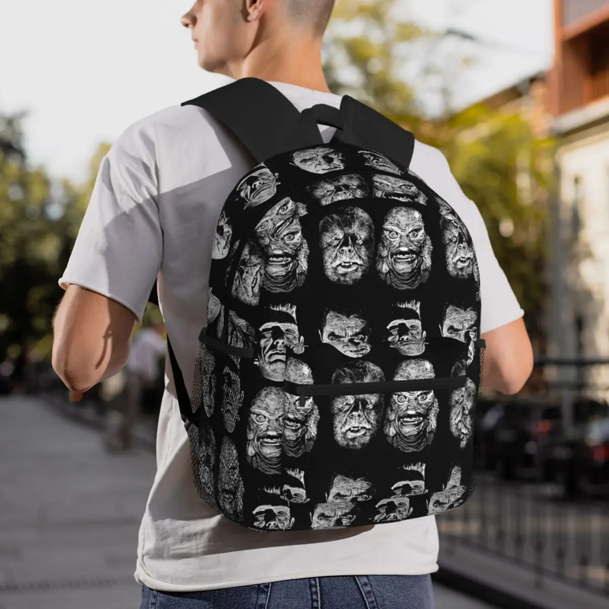 Universal Studios, Monsters,dracula, Wolfman, Frankenstein Backpack Daypack Large Capacity Boys Girls BookBag School Bag