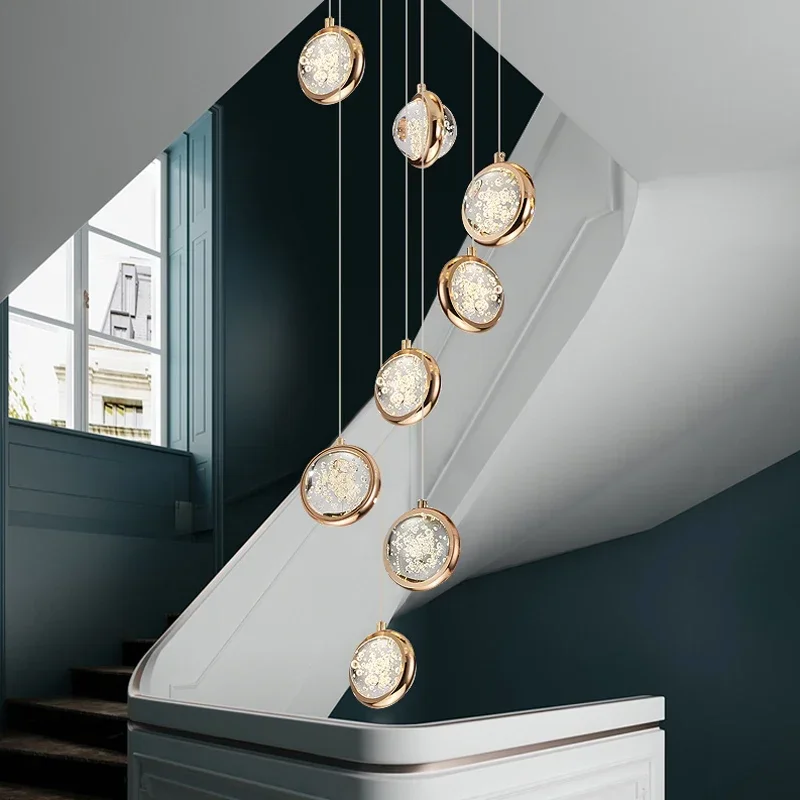 Modern Fashion Bubble Crystal Ball Bedroom Hotel Stair Chandelier