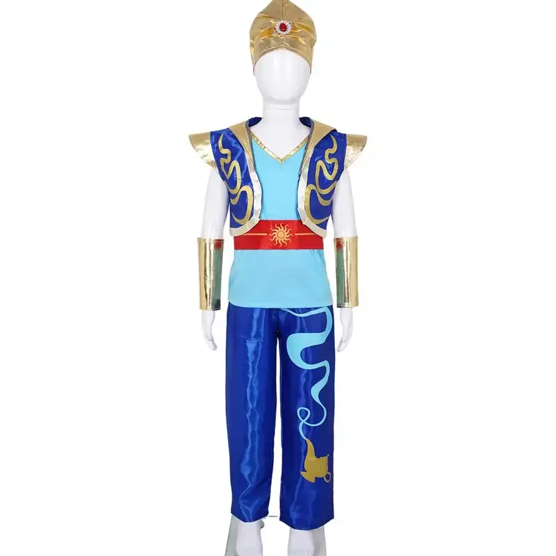 Costume de cosplay de prince arabe pour enfants et adultes, costume Aladdin, performance de fête, glaçage, pantalon, habillage de paupières, garçons