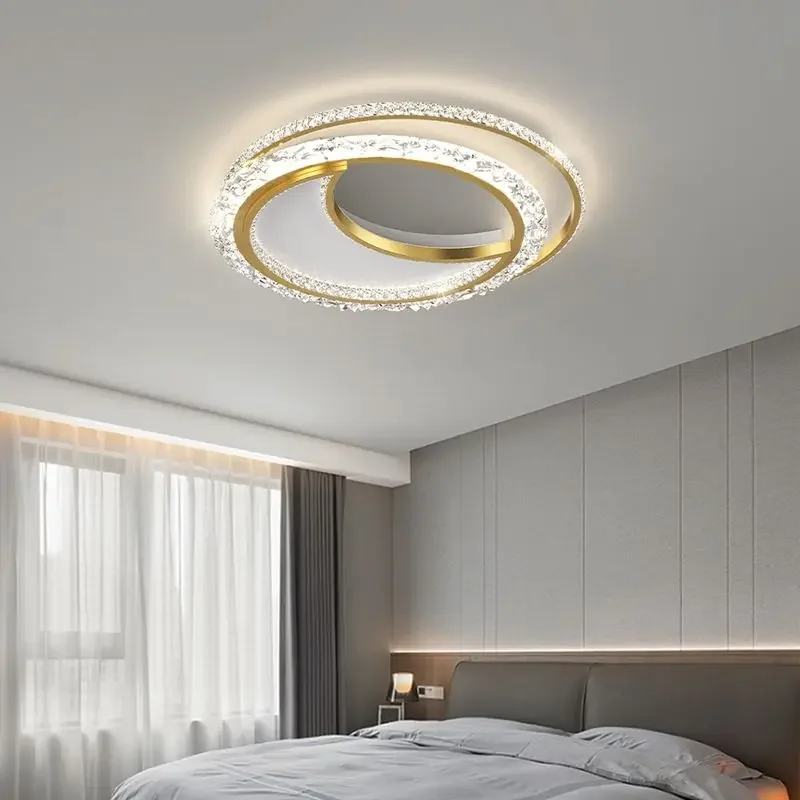 Moderno led brilho acrílico luzes de teto minimalista lustres ouro sala estar jantar quarto lâmpadas decoração casa luminárias