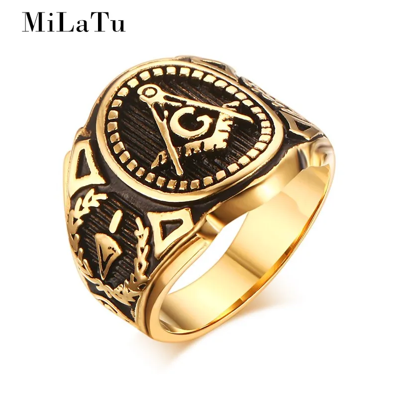 UJBOX Master Masonic Rings for Men Stainless Steel A G Symbol Freemason Ring Fashion Male Jewelry Gift R380