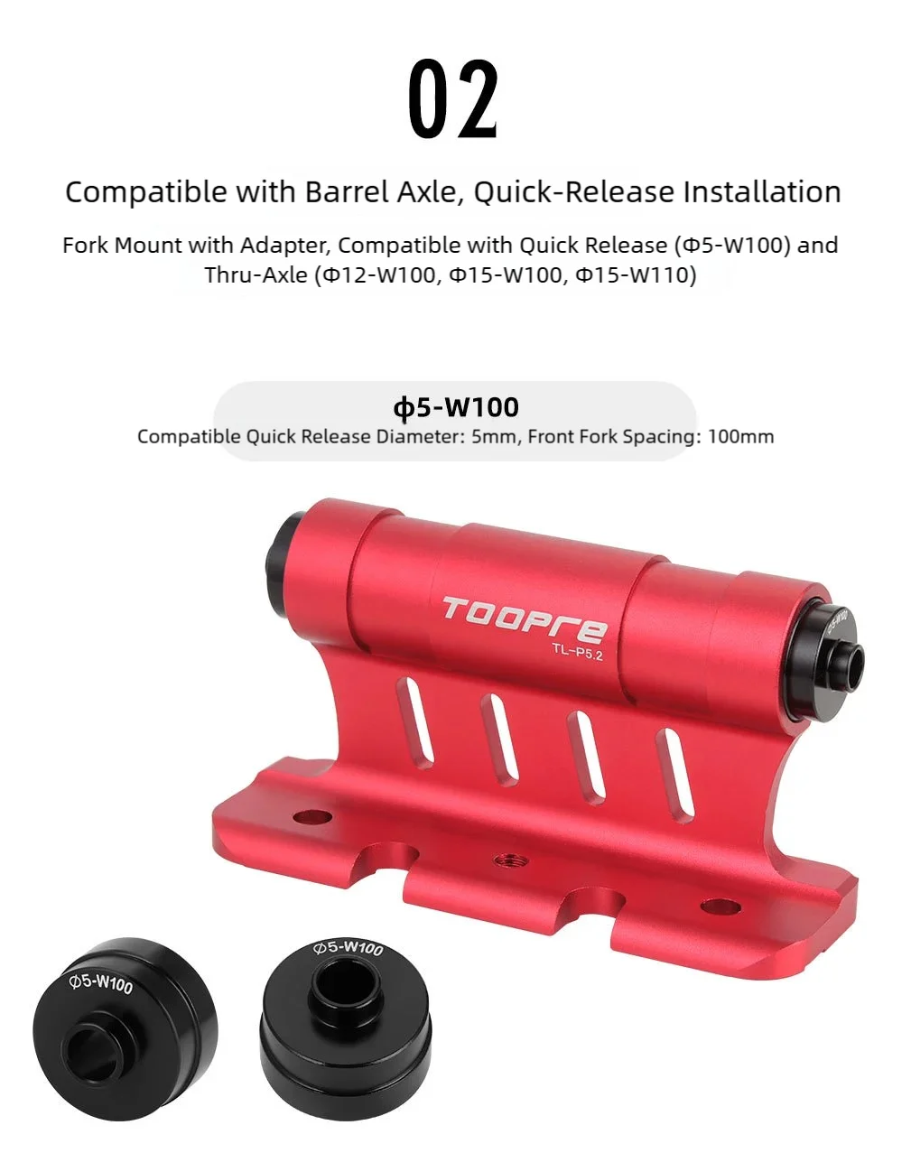 TOOPRE Fahrrad-Vordergabel- und Hinterrad-Halterung für Autodach, Transporthalterung für Schnellspanner/Steckachse, Rennrad- und MTB-Fahrrad-Parkhalterung – Detail 6