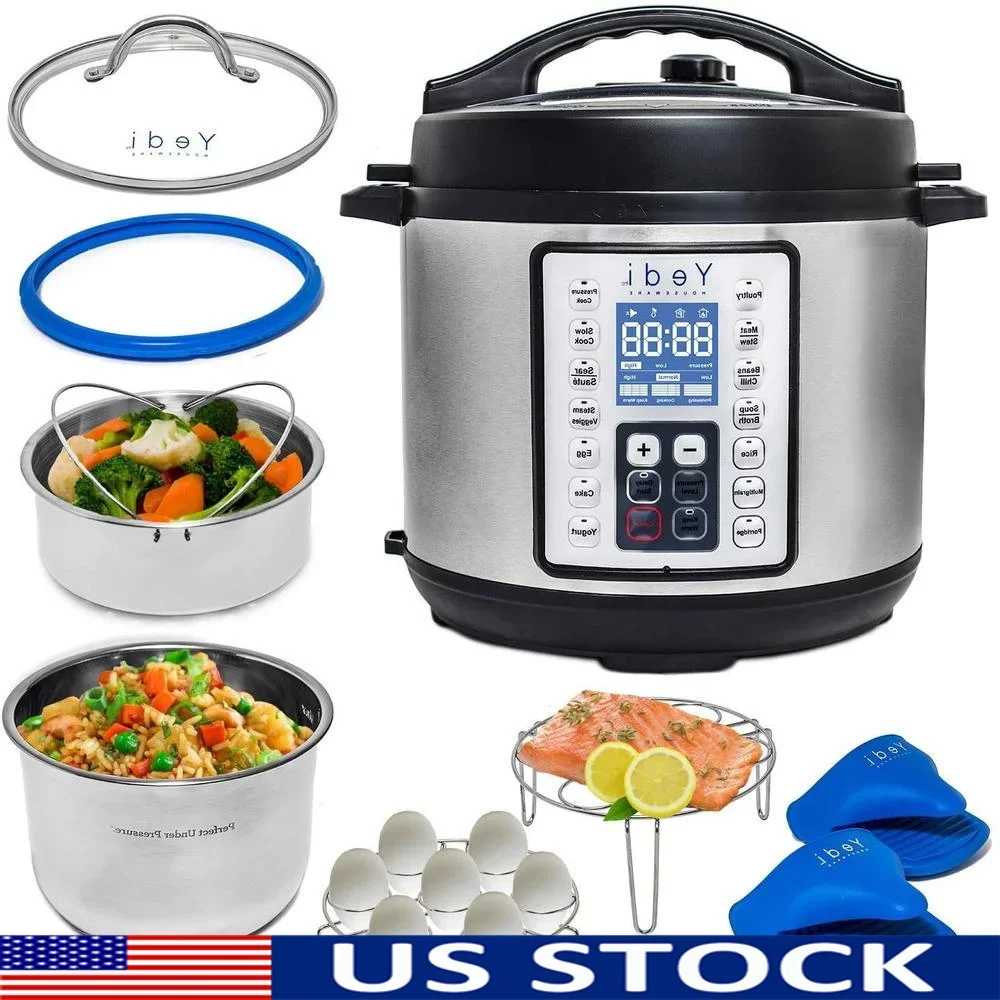 9-in-1 Multi-Function Electric Pressure Cooker with Recipe Book Deluxe Accessories Instant Cook Slow Cook Steam Sauté Rice