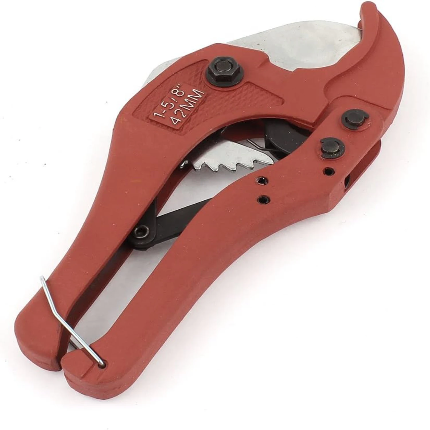 Efficient High-Quality Vibrant Red Metal Scissor Cutter Hand Tool for Precision Cutting of 1 5/8 Dia PVC Pipe - Convenient 7.5