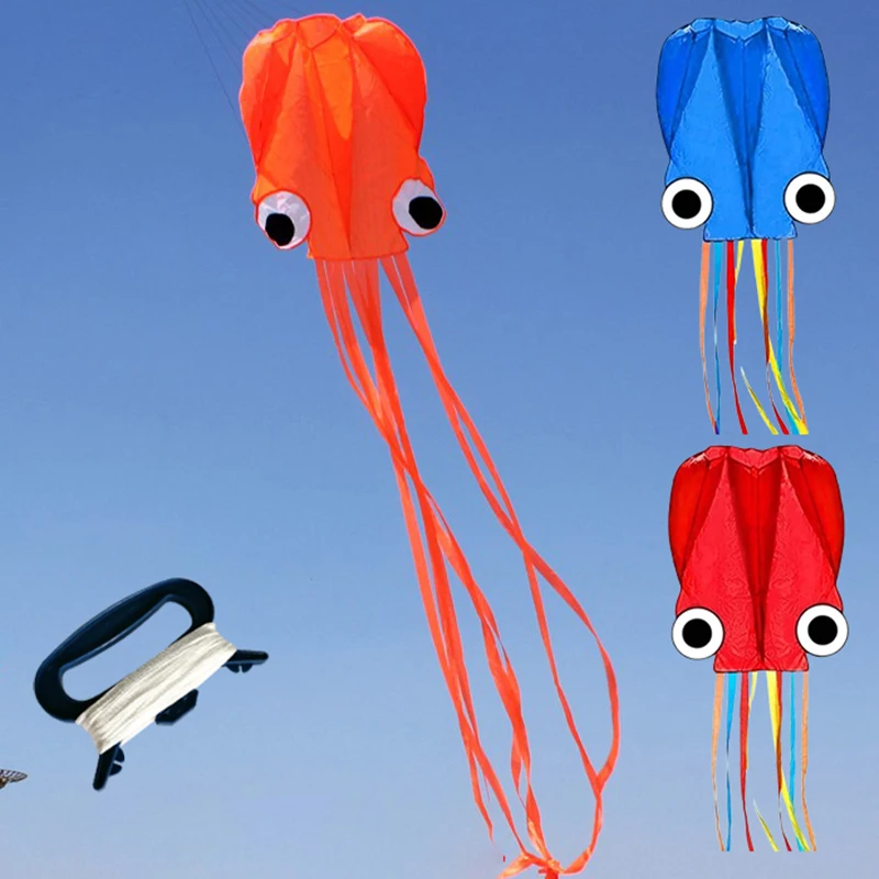 1 Set 3D Stereoscopic Octopus Kites Flying Toys For Children Nylon Ripstop Fish Kites Koi Inflatable Kites Outdoor Soft Kites