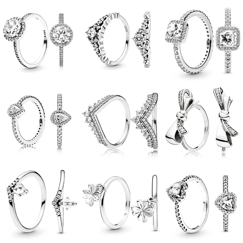 CUTEECO Hot Sale Charm Fashion Crown Princess Wish Bone Finger Rings Bow-knot Statement Ring for Women Wedding Jewelry Wholesale