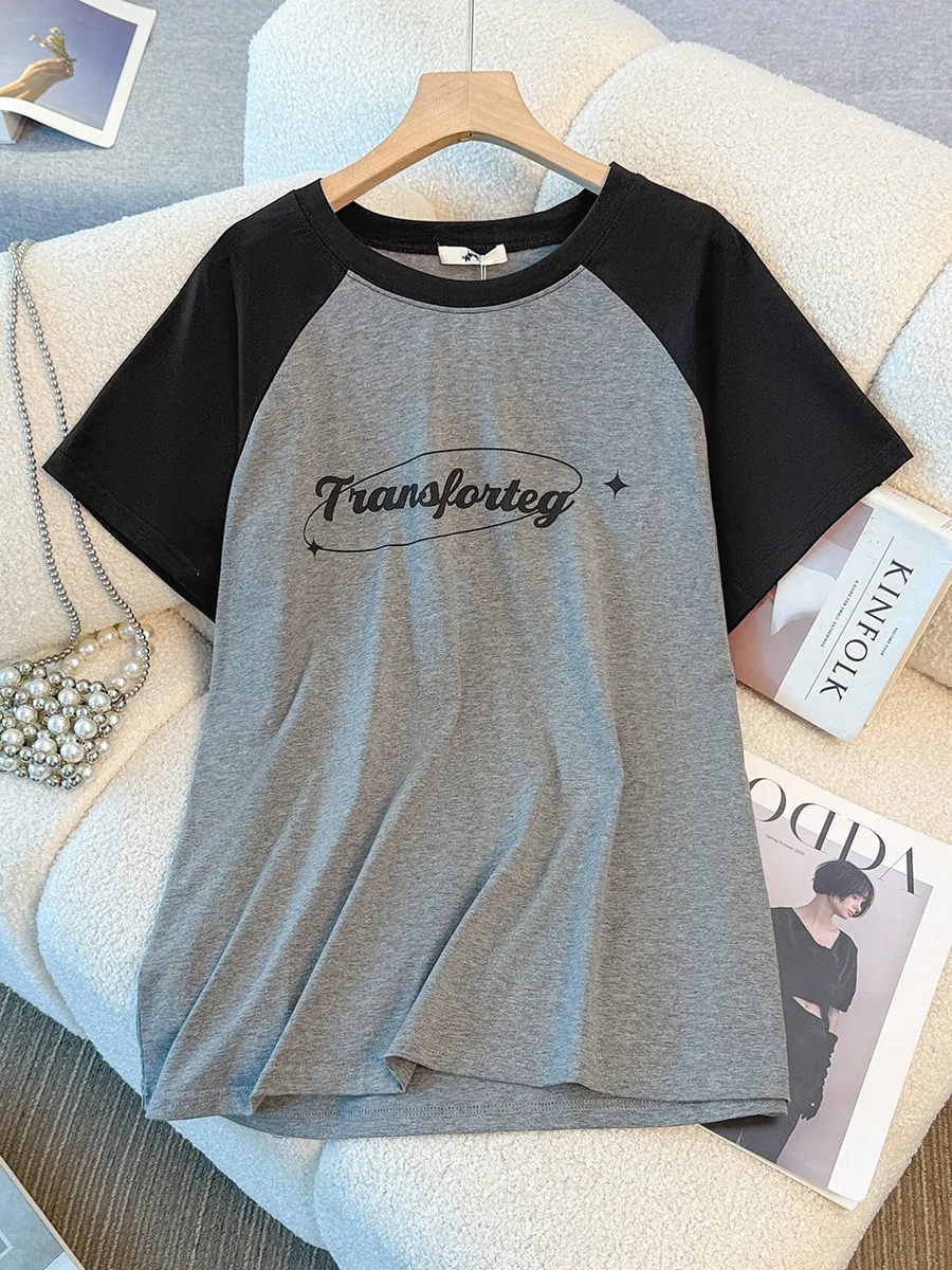 

150 кг, женская футболка больших размеров с бюстом, 152 летняя свободная футболка в стиле ретро в стиле пэчворк с короткими рукавами, серая, 5XL, 6XL, 7XL, 8XL, 9XL