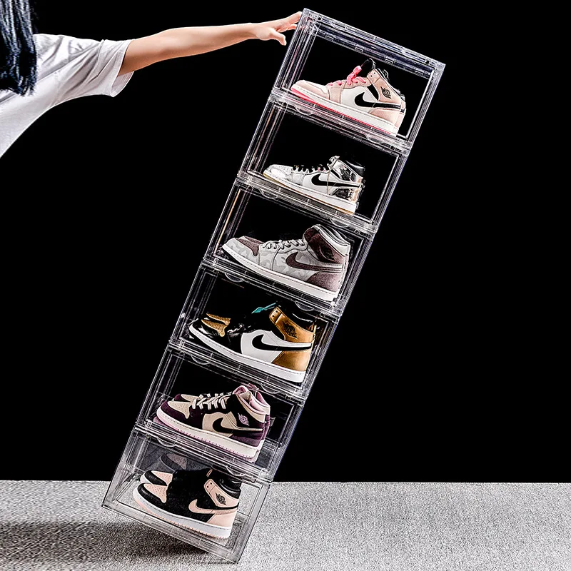 6-sided Fully Transparent Shoe Box Acrylic Aj Basketball Shoe Storage Box Plastic Anti-oxidation Dustproof Collection Shoe Wall