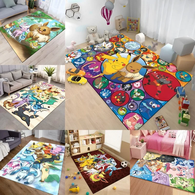

MINISO Cartoon Pokémon Cute Eevee 3D Carpet Rug for Bedroom Living Room Home Sofa Decoration kids Large Decor Floor Mat Gift