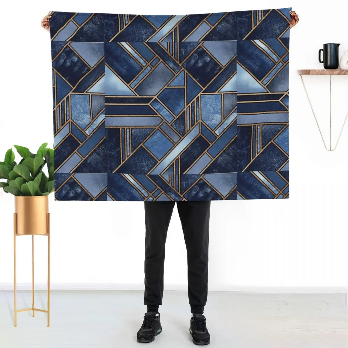 

Navy Stone Throw Blanket Cozy Warm Blanket for Bed Room Decor