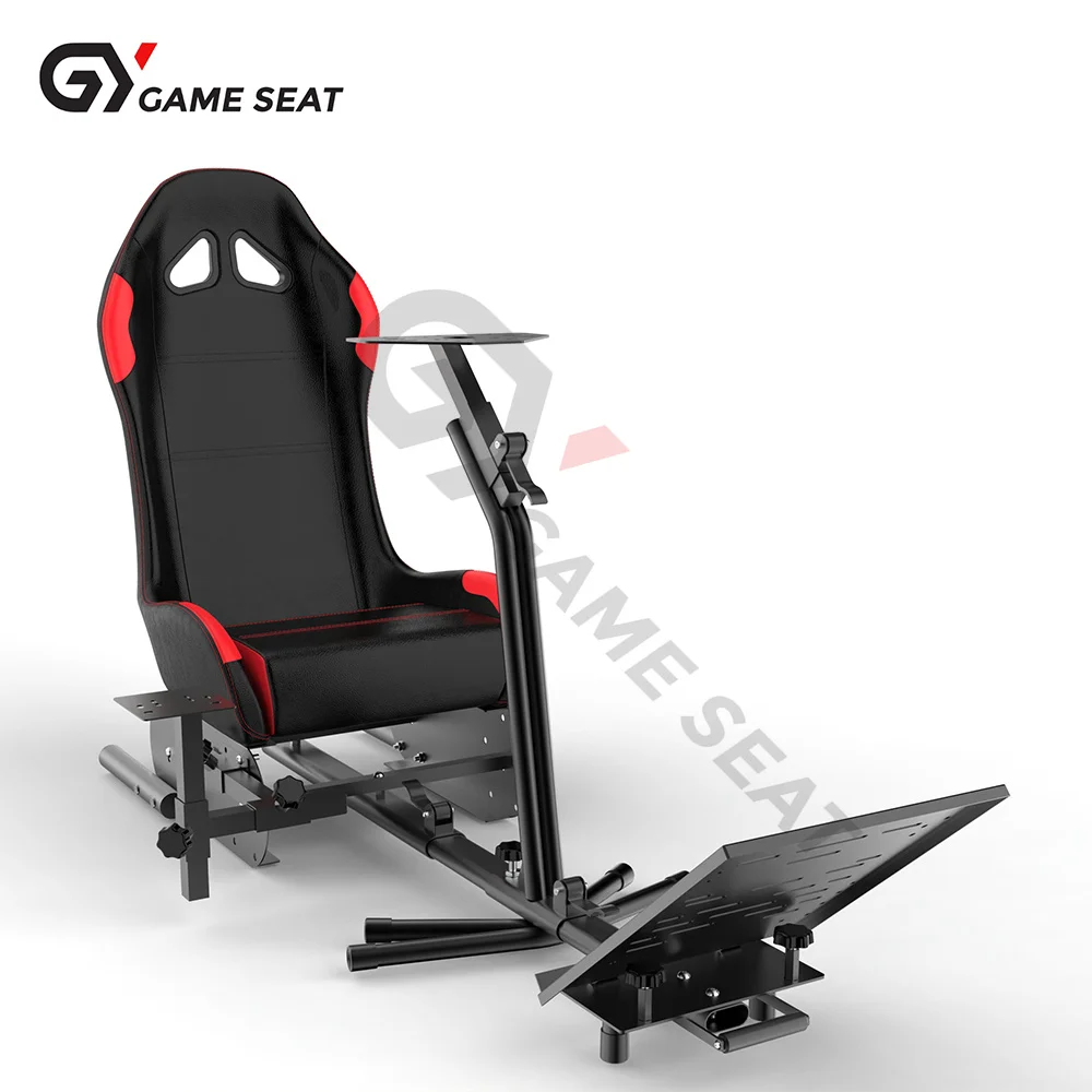 GY041 Black Leather Sim Racing Driving Simulator Cockpit With Racing Wheel Stand Pro For Logitech