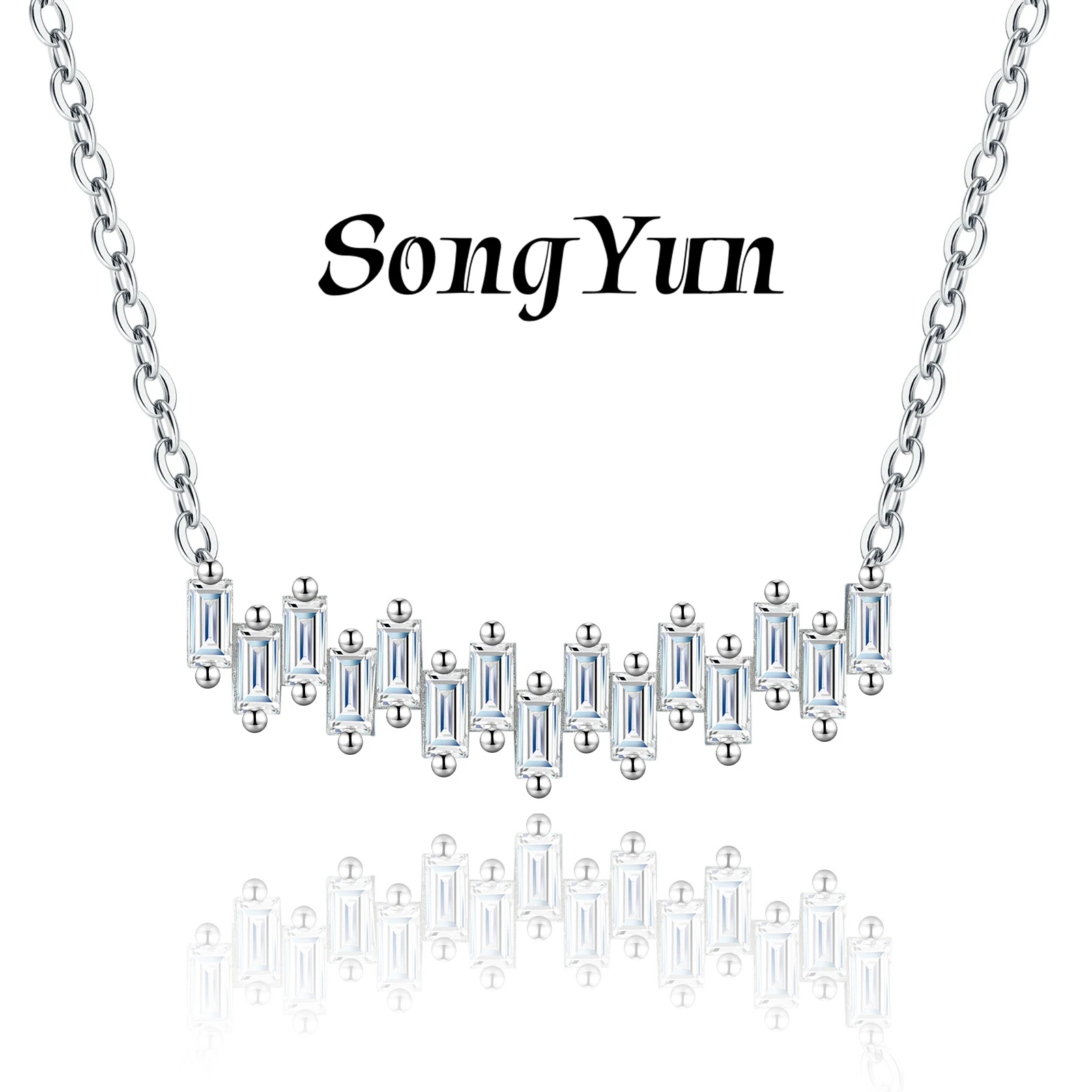 

SONGYUN Brand Jewelry 925 Sterling Silver Necklace Moissanite Diamond Halo Statement for Ladies Rhodium Plated SYT Patent Pendan