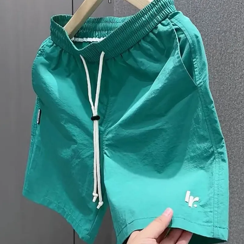 

American Sle Ice Silk Qui Dry orts Men Summer Thin Breathable Workwear Loose Running Sports Casual Five-Quarter Pants