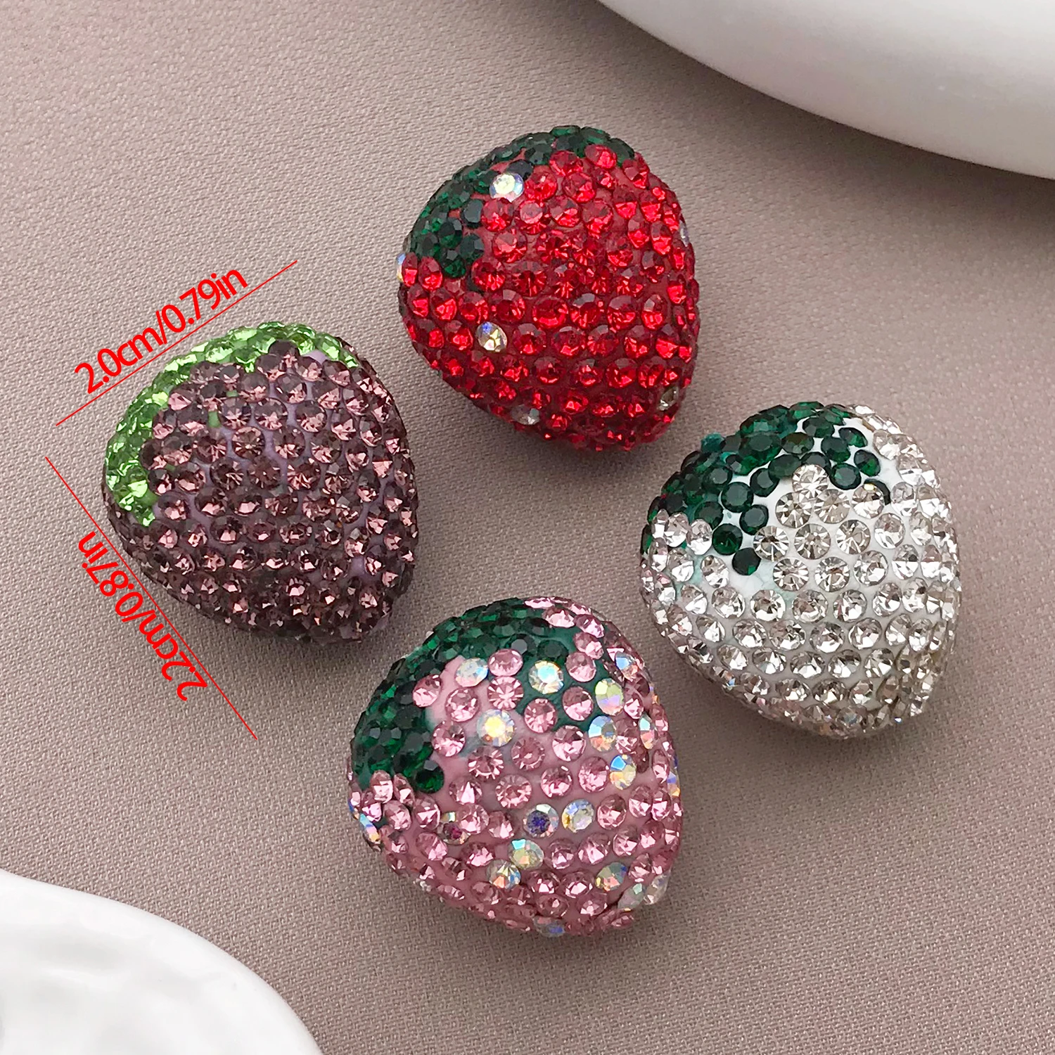 4pcs 22x20mm/18x16mm Big/Small Strawberry Clay Drill Spacing Bead Beads Charms DIY Earrings Necklace Jewelry Pendant
