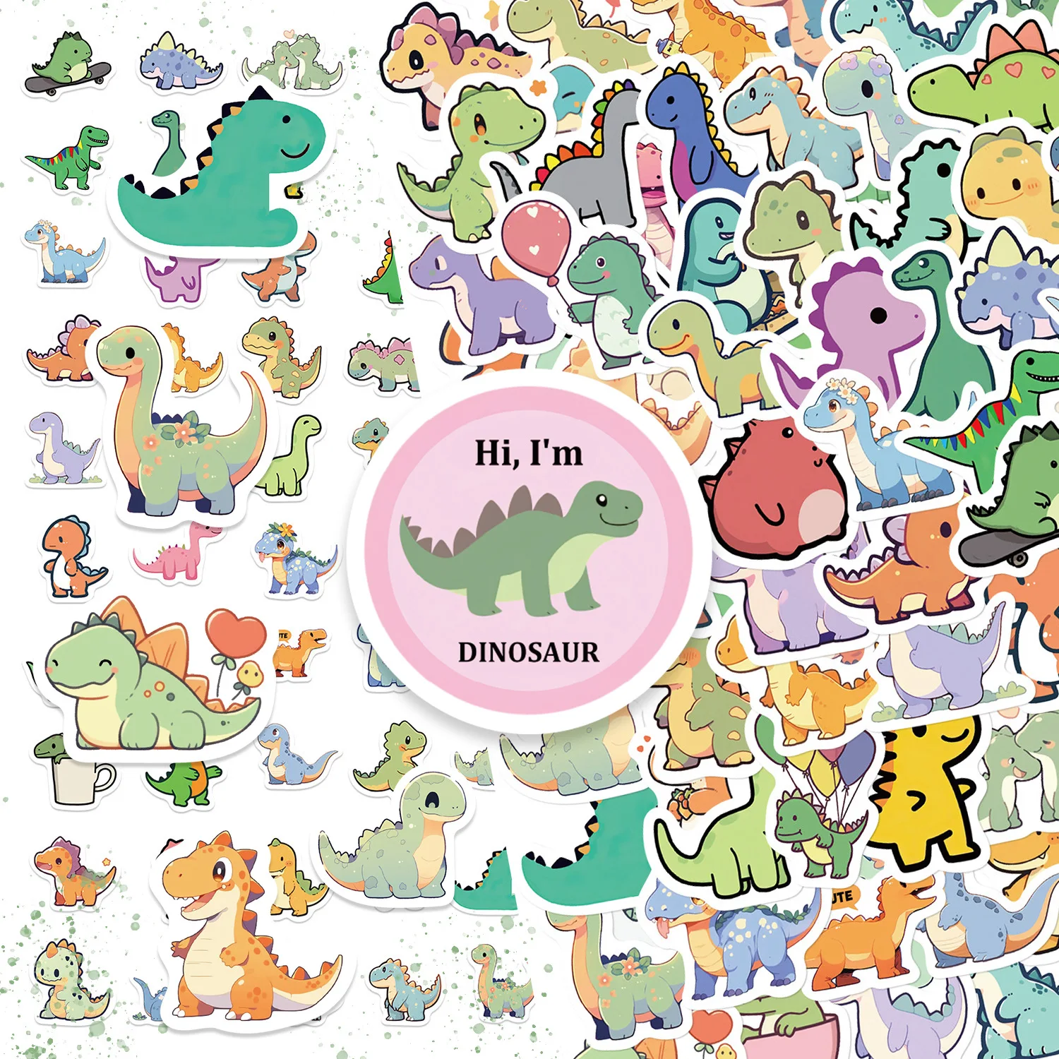 100PCS Cartoon Small Dinosaur PVC Sticker Aesthetic Children's Decoration Scrapbooking Stationery School Supplies Stickers