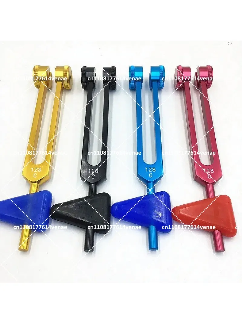 128Hz Tuning Fork with Hammer, C128 Color Aluminum Alloy Sound Healing Tool for Musical Instrument Tuning