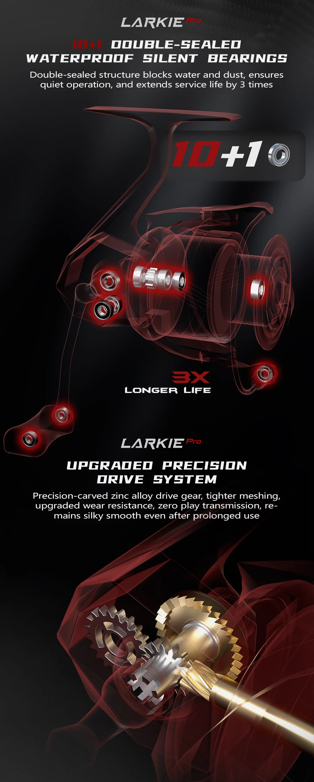 Soloking LARKIE Pro 153g Carbon-Spinnrollen 10kg Max. Bremskraft 10+1 geschirmte Kugellager 5.2:1/6.2:1 Übersetzungsverhältnis Salzwasser-Spinnrollen – Detail 5
