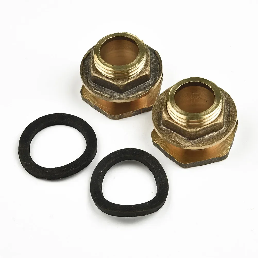 2PCS 1/2inch 3/4inch Brass Water Tank Connector Rain Screw Connection Garden Irrigation Threaded Tap Connector