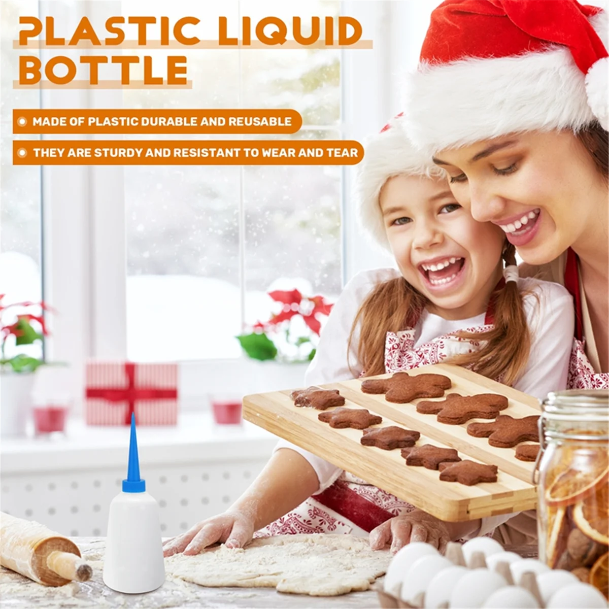 Garrafa aplicadora de cola líquida plástica, branco e azul transparente, 250ml