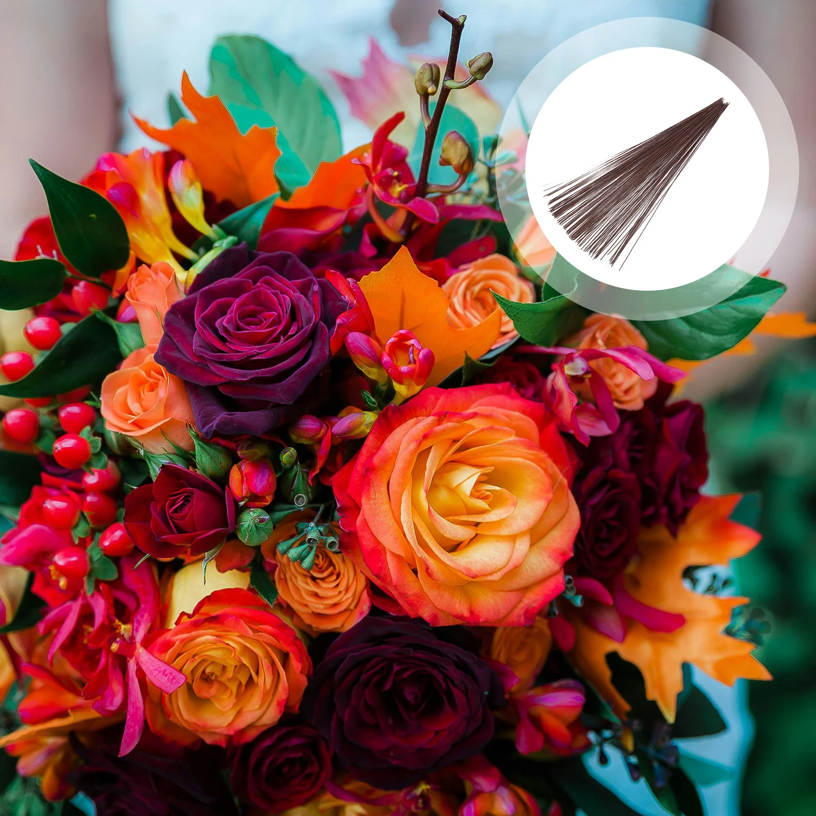 

100pcs Paper Flower Stems Iron Wire Floral Stem For Diy Artificial Rose Craft Wedding Bouquet Support Rod Kit Faux Floral