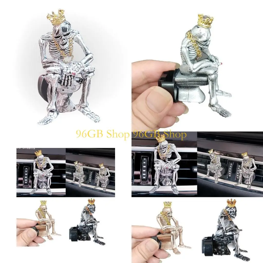 

96GB Car Air Freshener Essential Oil Diffuser Auto Air Vent Skull Decor