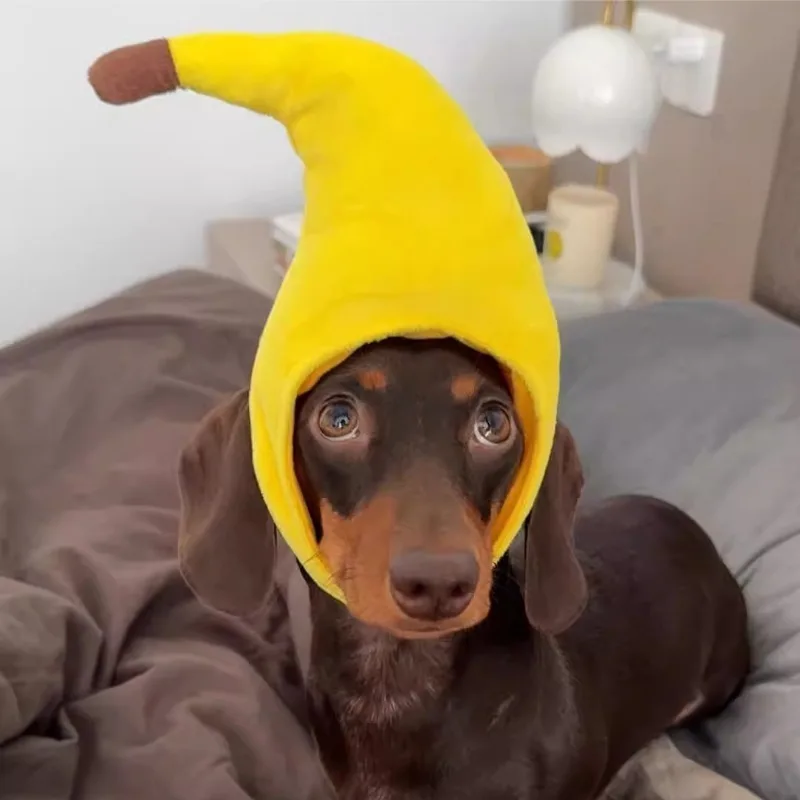 

Cute Banana Dog Hat Creative Pet Headgear Funny Costume Accessory for Puppy Cat Party Cosplay Holiday Dress Up Soft Comfortable