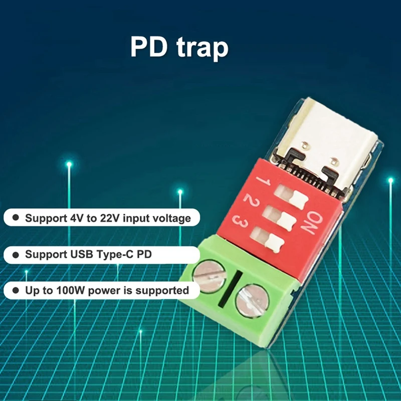 Disparador tipo C PD QC 5V-20V CC, módulo de potencia de voltaje ajustable, ajuste de Dial, módulo de señuelo de carga rápida