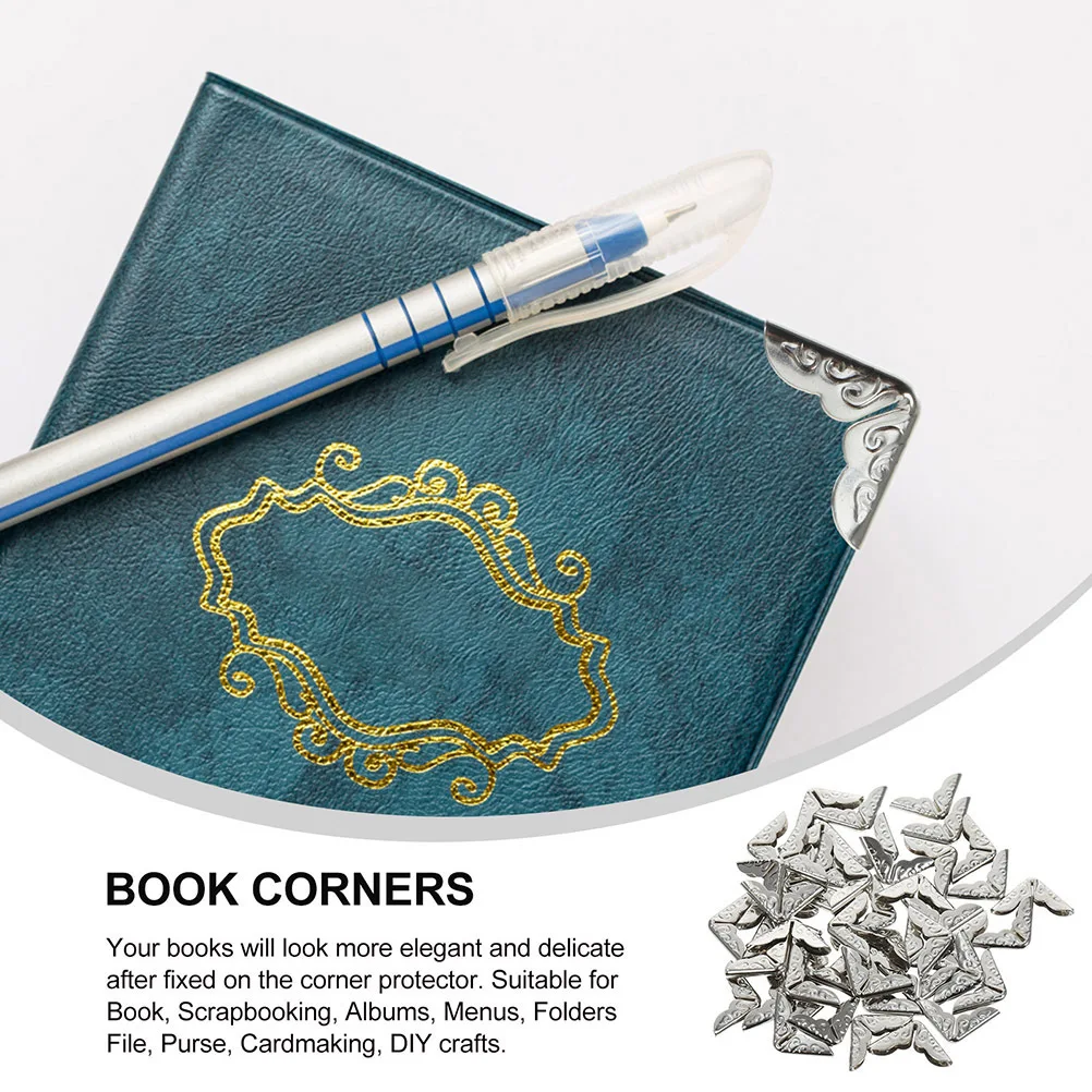 

40Pcs Metal Book Corners Vintage Style Corner Protectors for Notebook Scrapbook Album Decorative Book Edges Cover