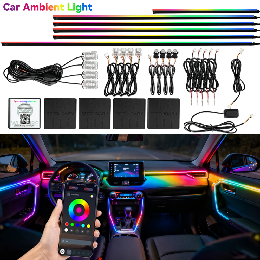 Led Ambient Interior Car Lights App Control - Symphony Ambient Lights Car RGB App