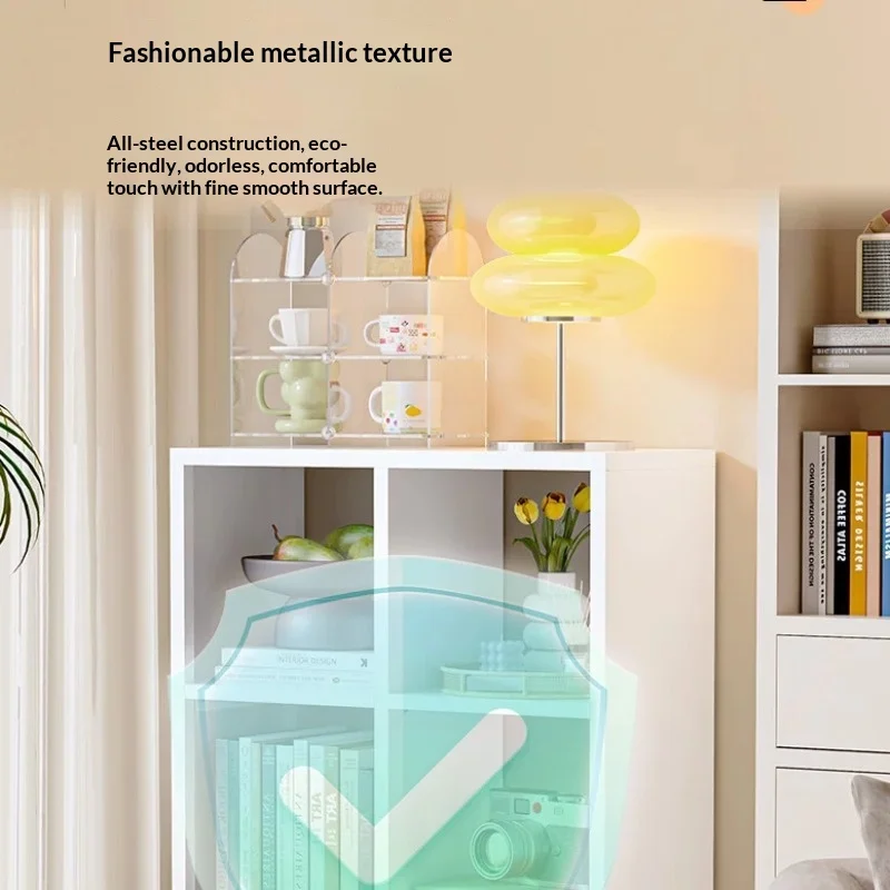 Color Patterned Grid Shelving Steel Bookcase Children's Free Combination Small Bookshelf Low Shelf Iron Art Toy Storage Rack