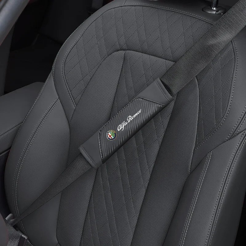 Hub Caps Car Seat Belt Shoulder Cushion Protective Cover For Alfa Romeo 156 159 147 4C 8C 166 Giulia Giulietta Mito Stelvio Spid view 6