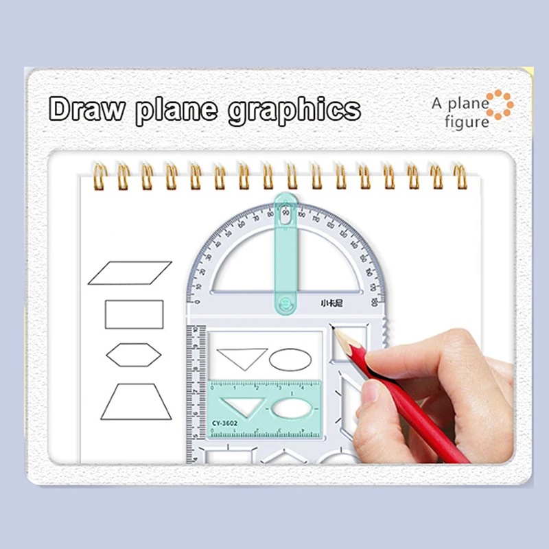 Règle géométrique multifonctionnelle pour l'école primaire, dessin d'activité, règle triangulaire, boussole, ensemble de rapporteur, outil de mesure