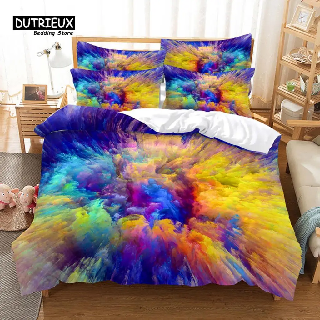 

3pcs Duvet Cover Set, 3D Color Painting Bedding Set, Soft Comfortable Breathable Duvet Cover, For Bedroom Guest Room Decor