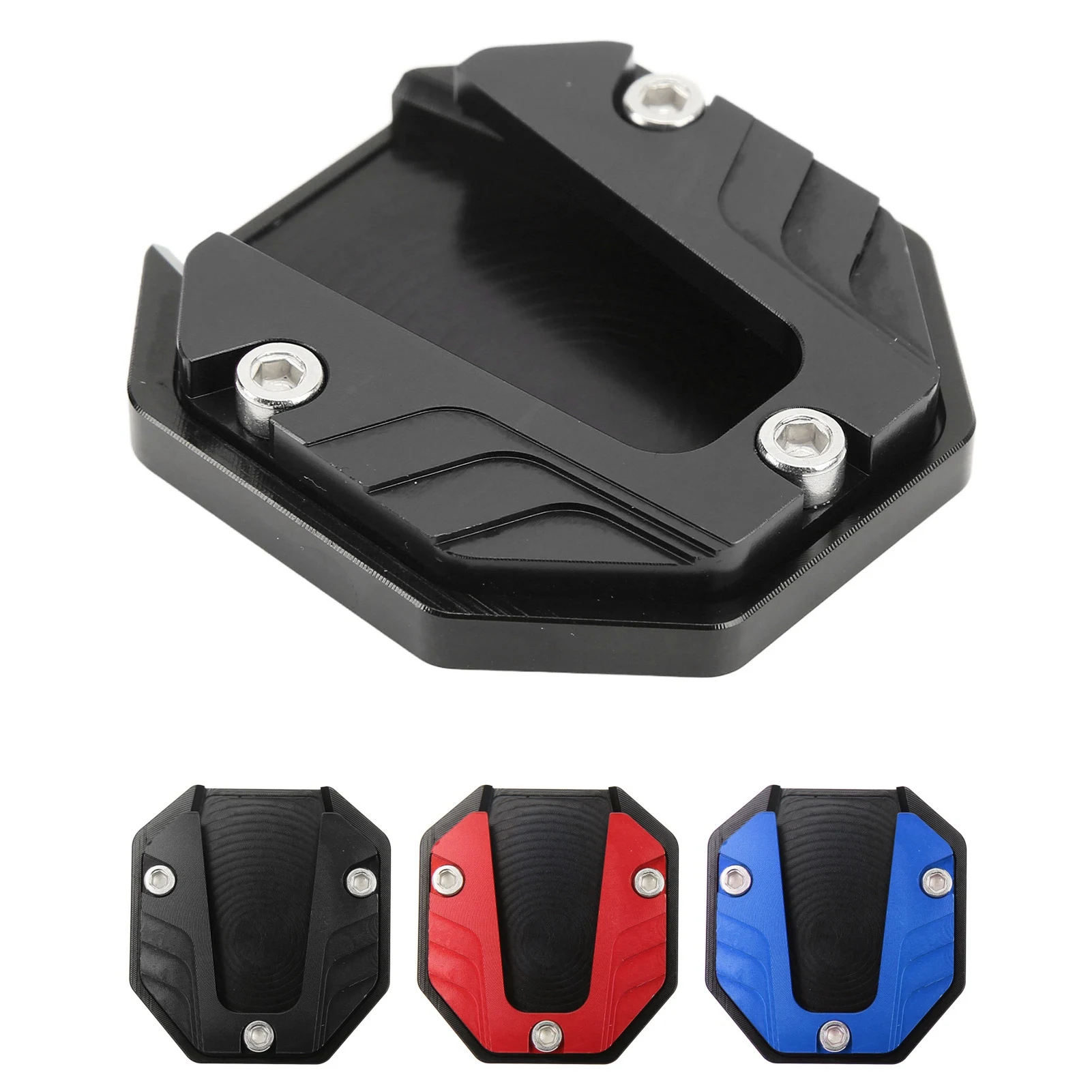 Motorcycle Side Stand Plate Pad  Anodic Oxidation Coloring Kickstand Extender Foot Side Stand for Outdoor