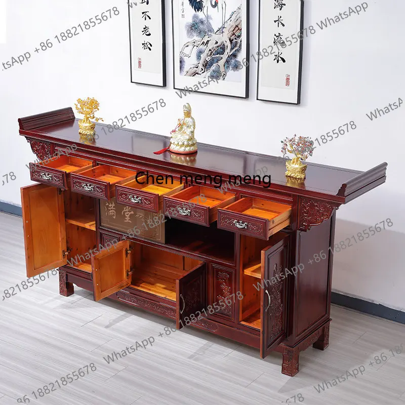 Chinese-style solid wood, the main hall of the rural ancestral hall is dedicated to the incense case tribute table,