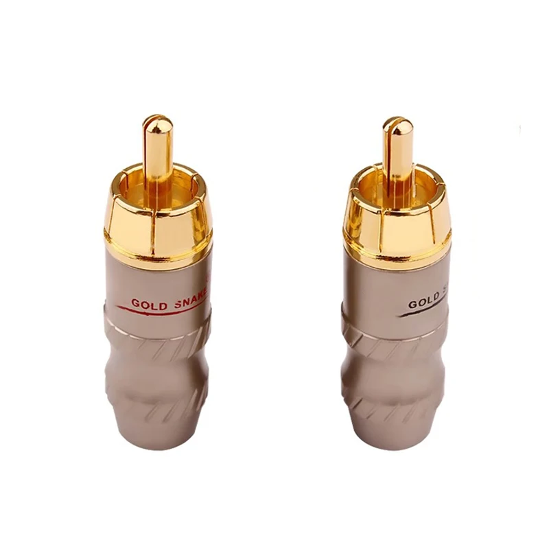 

1pair Copper gold-plated RCA male plug Lotus solder plug Male Audio Video Connector gold snake RCA Plug For Cable DIY